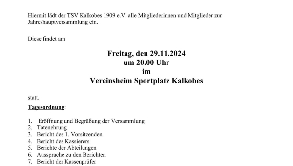 Einladung Jahreshauptversammlung